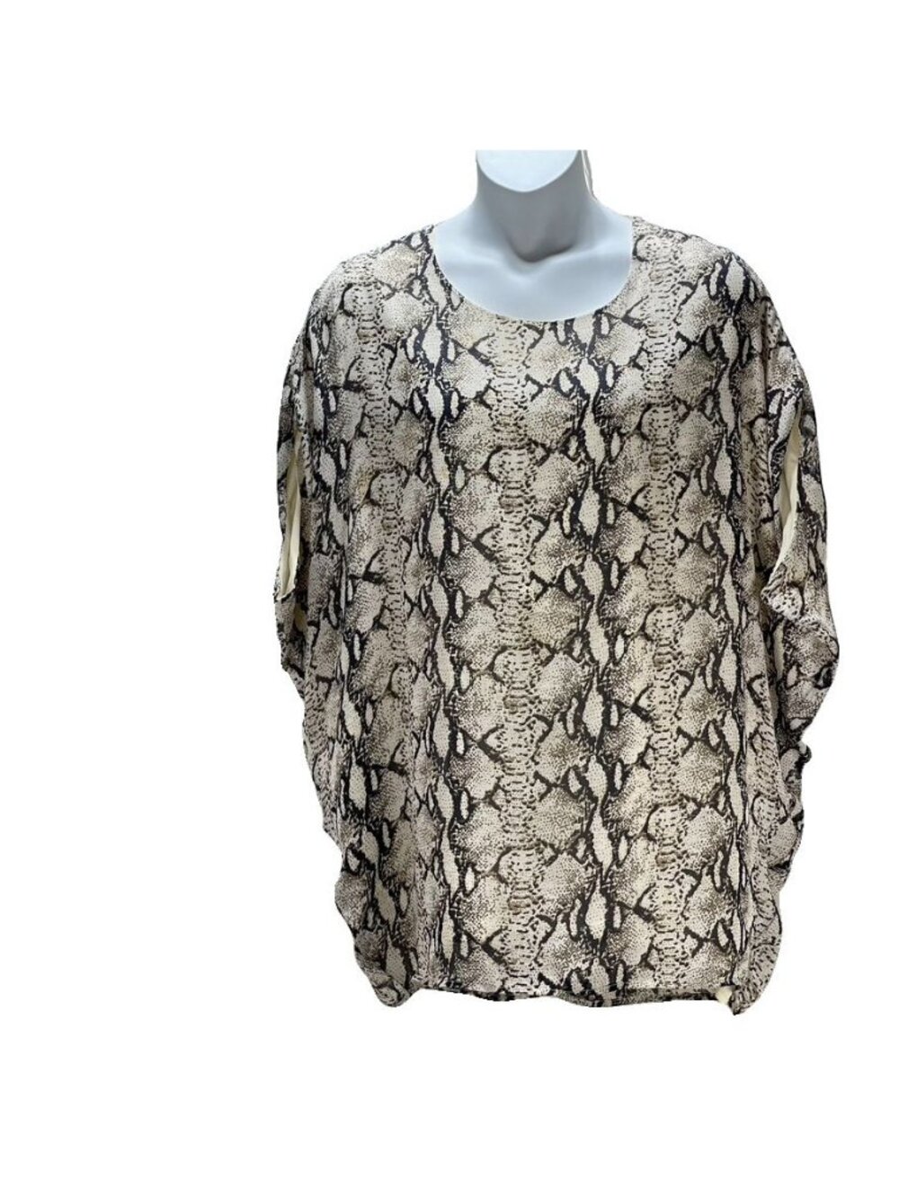 Bishop + Young Snake Print Blouse Size M Loose Fit Animal Print Polyester Womens